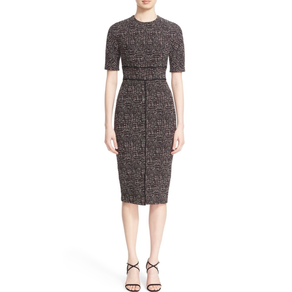 Lela Rose Black and White Tweed Sheath Dress